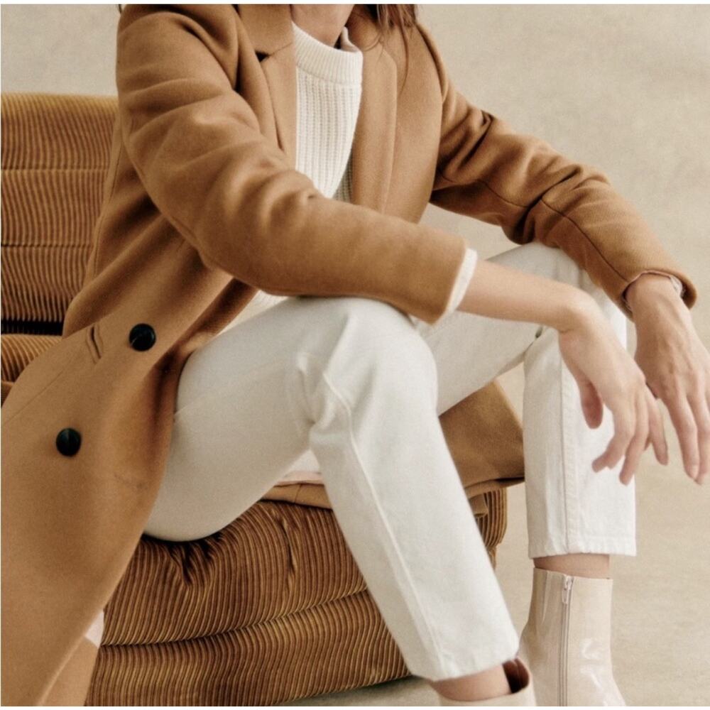 Sezane Camel Brown Wool Blend Double Breasted Mid Length Johnson Coat FR 36 / 4 - Picture 15 of 15